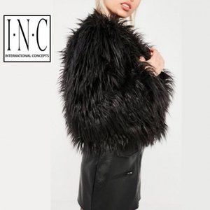 Black Faux Shaggy Fur Coat